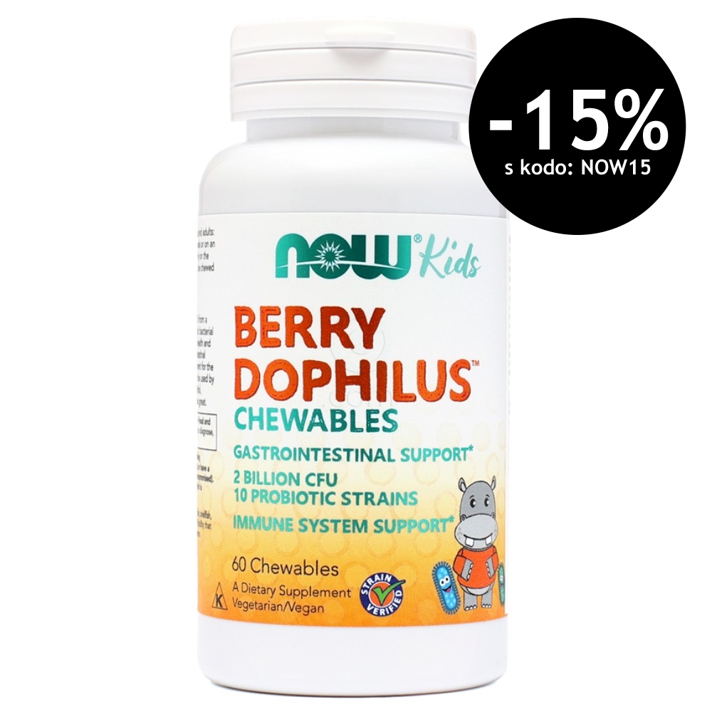 NOW Berry Dophilus, mlečnokislinske bakterije za otroke - žvečljive tablete (60 tablet)